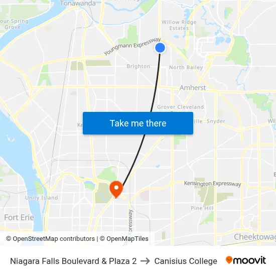 Niagara Falls Boulevard & Plaza 2 to Canisius College map