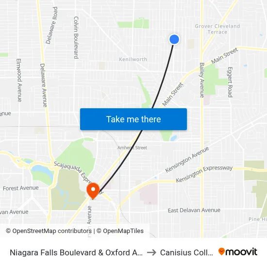Niagara Falls Boulevard & Oxford Avenue to Canisius College map