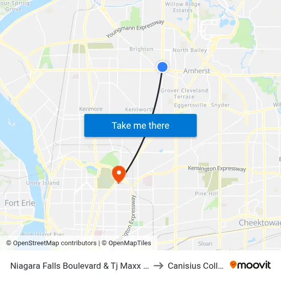 Niagara Falls Boulevard & Tj Maxx Plaza to Canisius College map