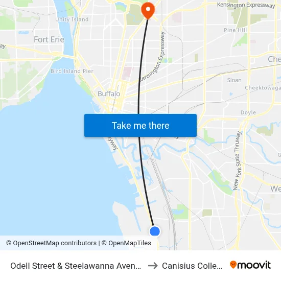 Odell Street & Steelawanna Avenue to Canisius College map