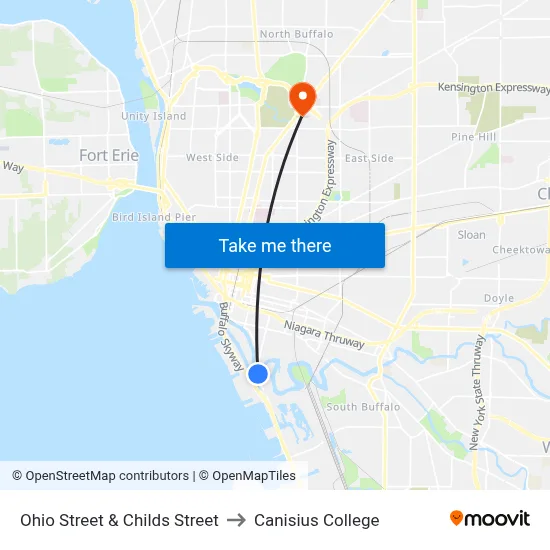 Ohio Street & Childs Street to Canisius College map