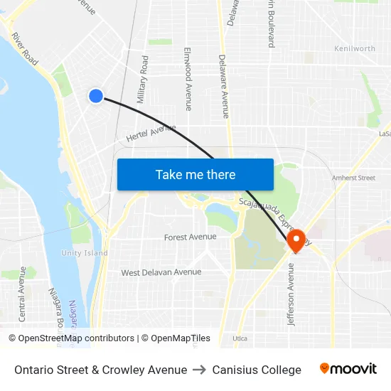 Ontario Street & Crowley Avenue to Canisius College map