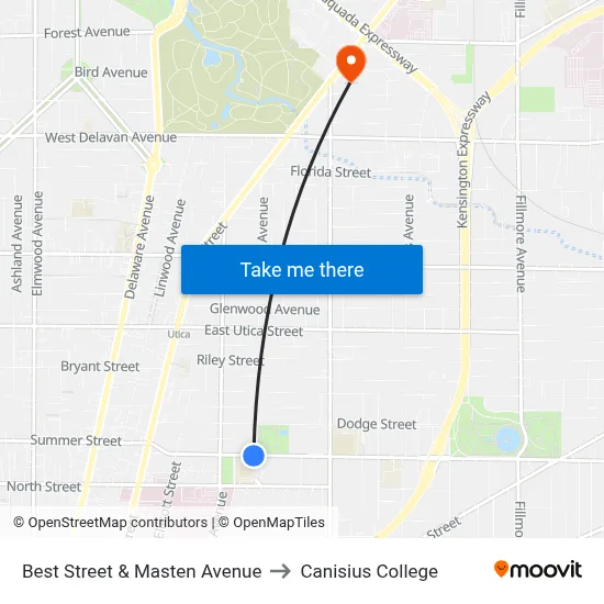 Best Street & Masten Avenue to Canisius College map