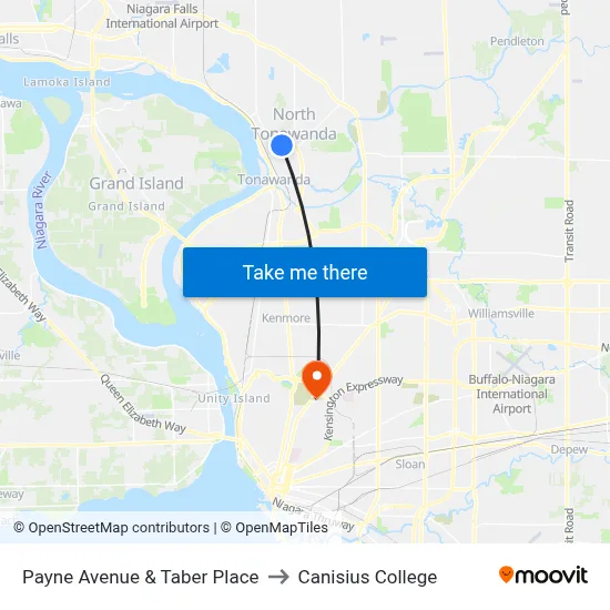 Payne Avenue & Taber Place to Canisius College map