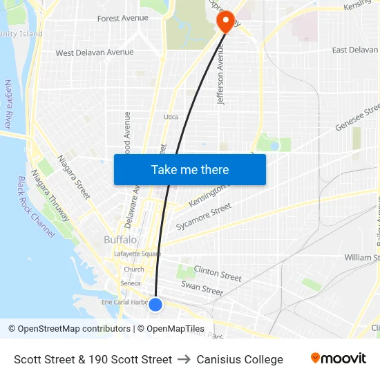 Scott Street & 190 Scott Street to Canisius College map