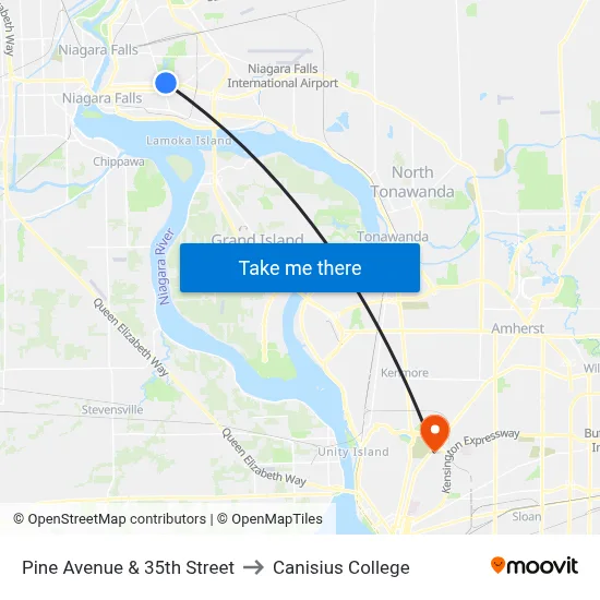 Pine Avenue & 35th Street to Canisius College map