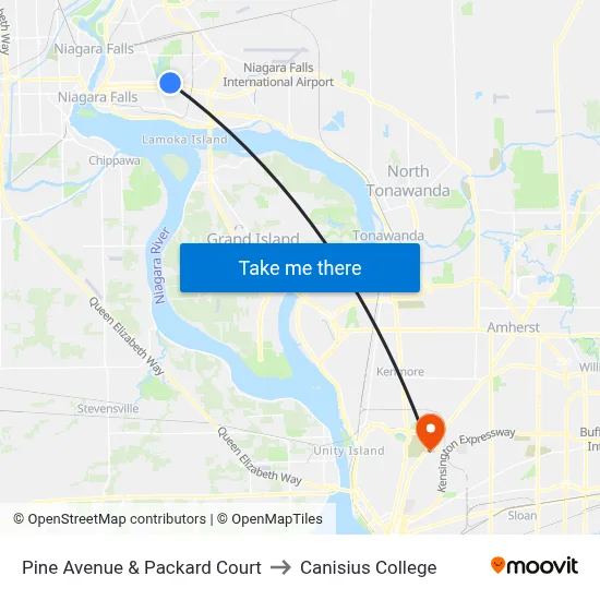 Pine Avenue & Packard Court to Canisius College map