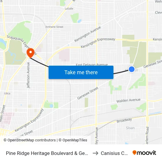 Pine Ridge Heritage Boulevard & Genesee Street to Canisius College map