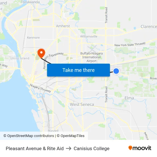 Pleasant Avenue & Rite Aid to Canisius College map