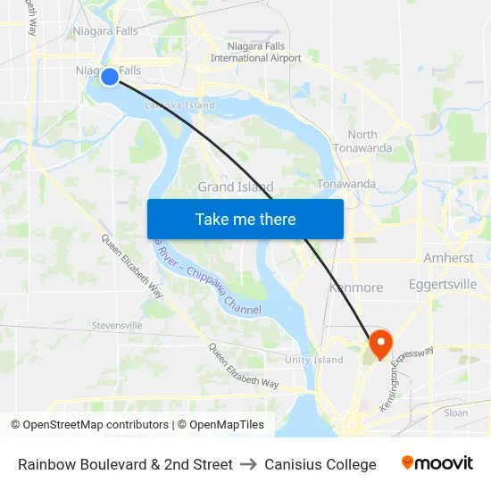 Rainbow Boulevard & 2nd Street to Canisius College map
