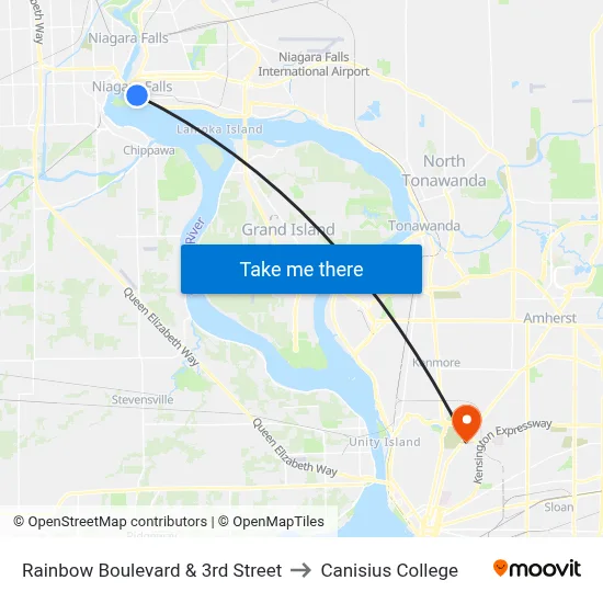 Rainbow Boulevard & 3rd Street to Canisius College map
