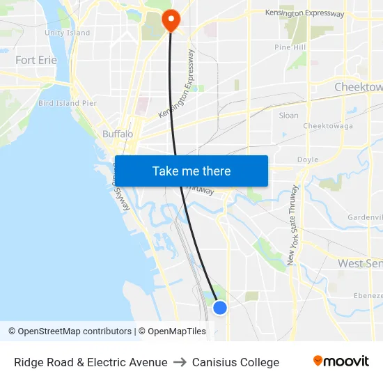 Ridge Road & Electric Avenue to Canisius College map