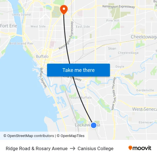 Ridge Road & Rosary Avenue to Canisius College map