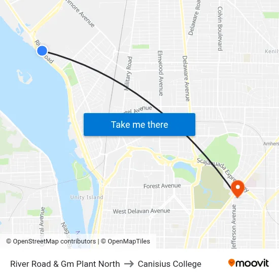River Road & Gm Plant North to Canisius College map