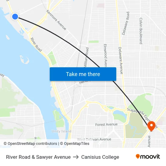 River Road & Sawyer Avenue to Canisius College map
