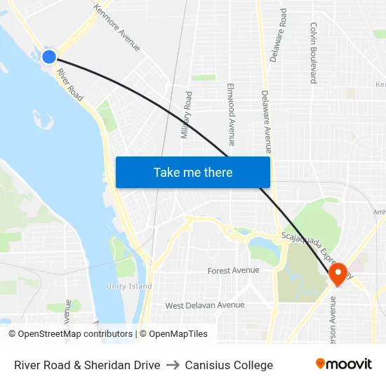 River Road & Sheridan Drive to Canisius College map