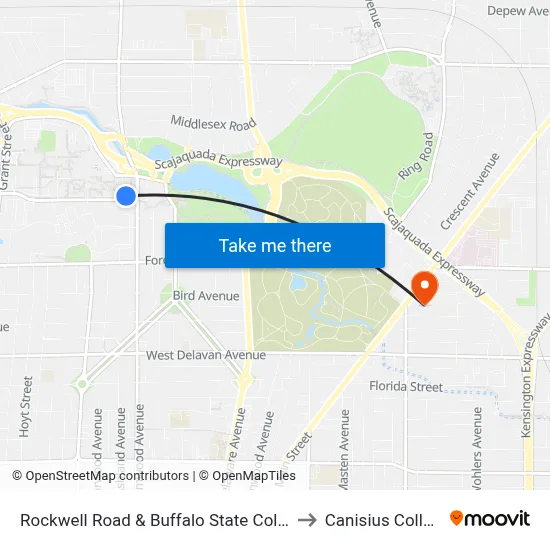 Rockwell Road & Buffalo State College to Canisius College map