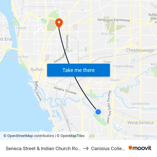Seneca Street & Indian Church Road to Canisius College map