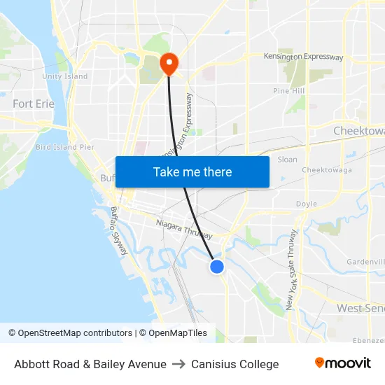 Abbott Road & Bailey Avenue to Canisius College map