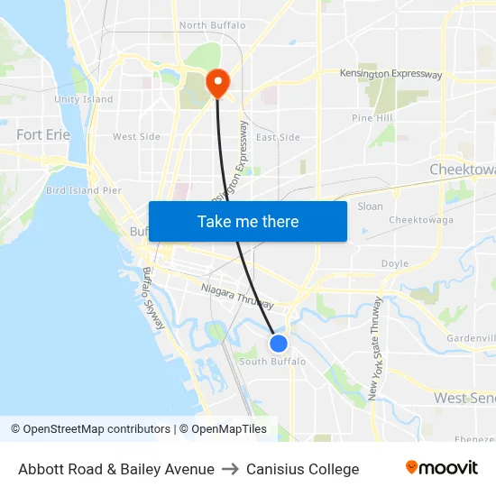 Abbott Road & Bailey Avenue to Canisius College map