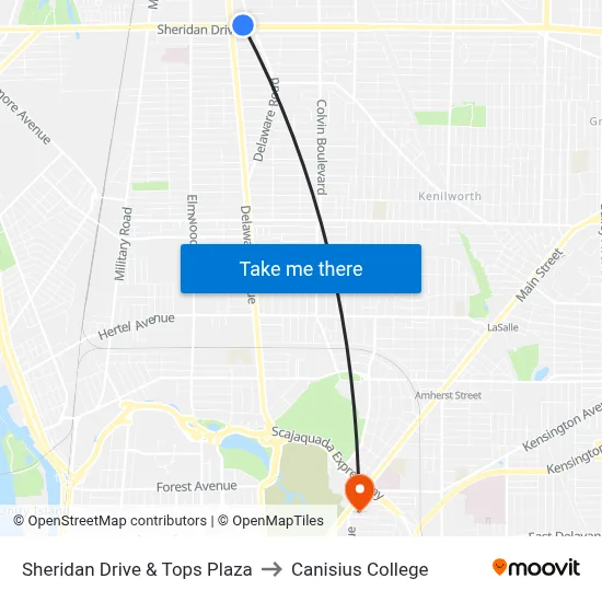 Sheridan Drive & Tops Plaza to Canisius College map