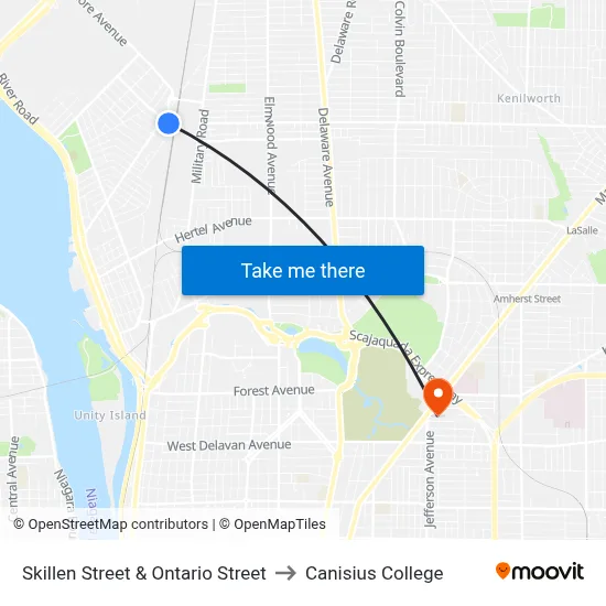 Skillen Street & Ontario Street to Canisius College map