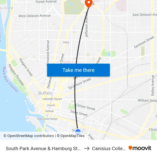 South Park Avenue & Hamburg Street to Canisius College map