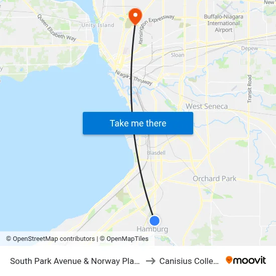 South Park Avenue & Norway Place to Canisius College map