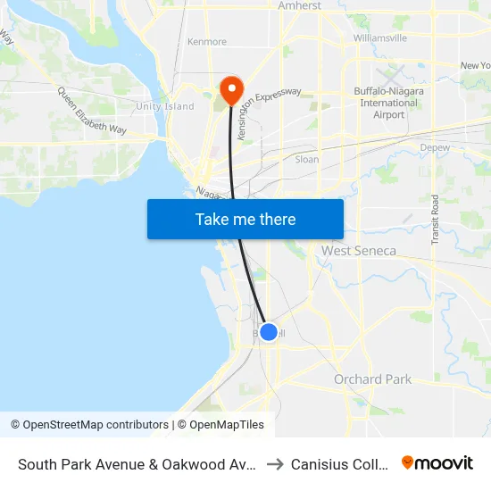 South Park Avenue & Oakwood Avenue to Canisius College map