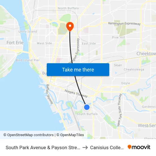 South Park Avenue & Payson Street to Canisius College map
