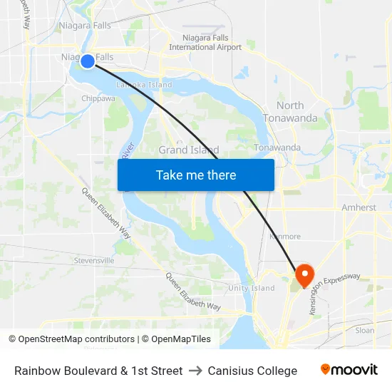 Rainbow Boulevard & 1st Street to Canisius College map