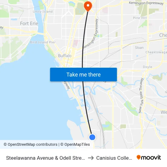 Steelawanna Avenue & Odell Street to Canisius College map