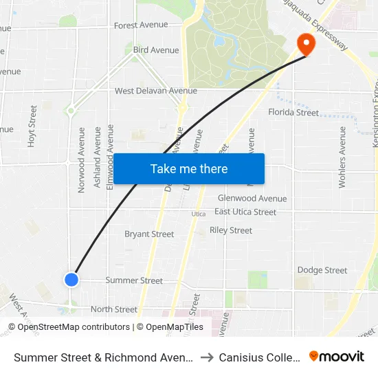 Summer Street & Richmond Avenue to Canisius College map