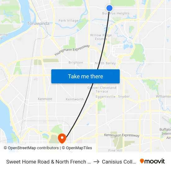 Sweet Home Road & North French Road to Canisius College map