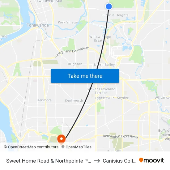 Sweet Home Road & Northpointe Parkway to Canisius College map