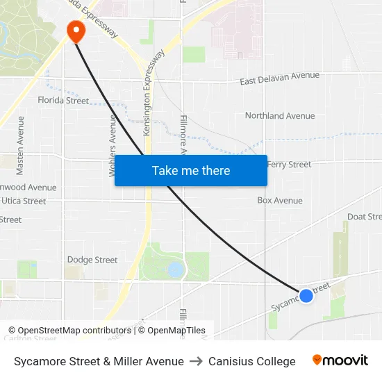Sycamore Street & Miller Avenue to Canisius College map