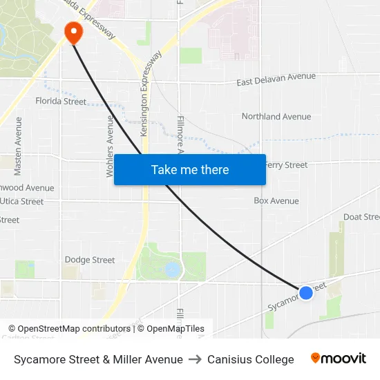 Sycamore Street & Miller Avenue to Canisius College map