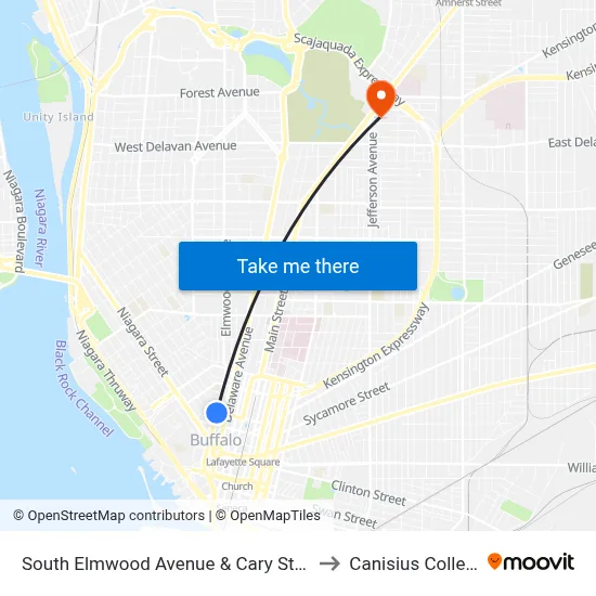 South Elmwood Avenue & Cary Street to Canisius College map