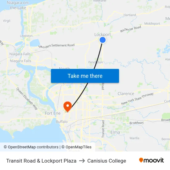 Transit Road & Lockport Plaza to Canisius College map