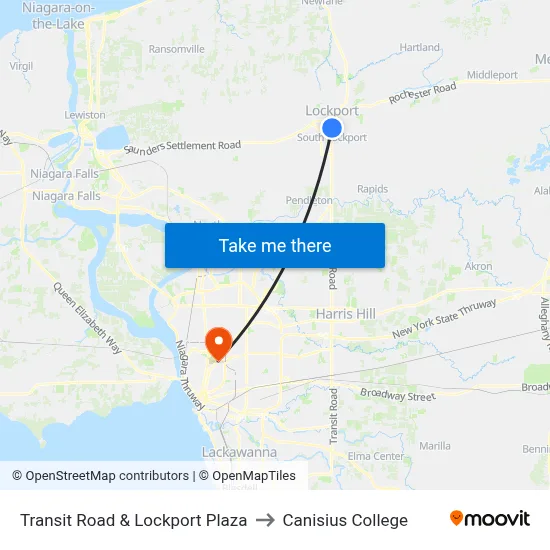 Transit Road & Lockport Plaza to Canisius College map