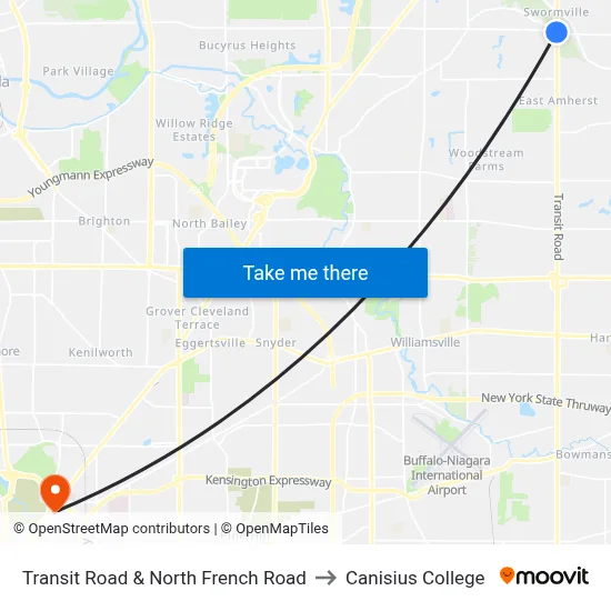 Transit Road & North French Road to Canisius College map