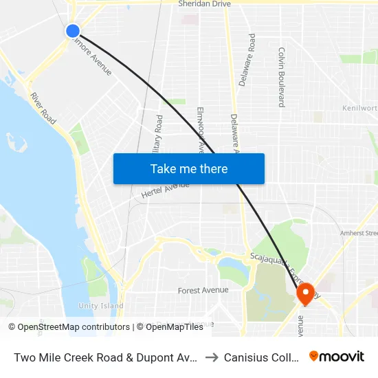 Two Mile Creek Road & Dupont Avenue to Canisius College map