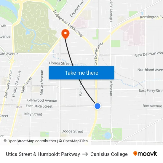 Utica Street & Humboldt Parkway to Canisius College map