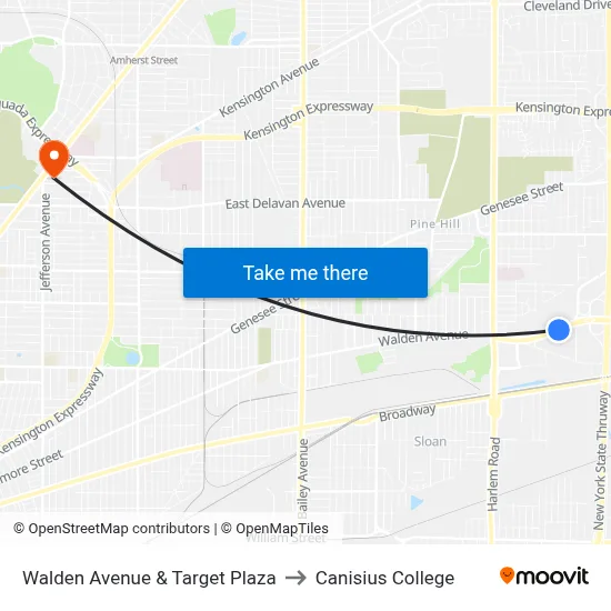 Walden Avenue & Target Plaza to Canisius College map