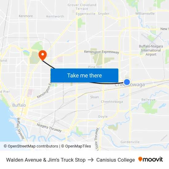 Walden Avenue & Jim's Truck Stop to Canisius College map