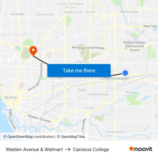 Walden Avenue & Walmart to Canisius College map