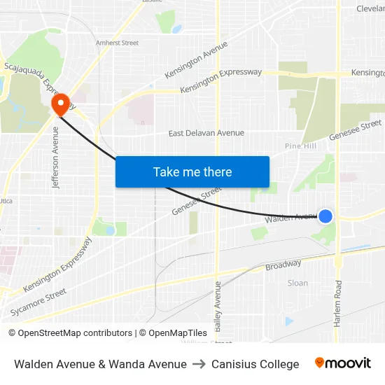 Walden Avenue & Wanda Avenue to Canisius College map
