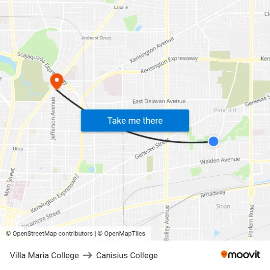 Villa Maria College to Canisius College map