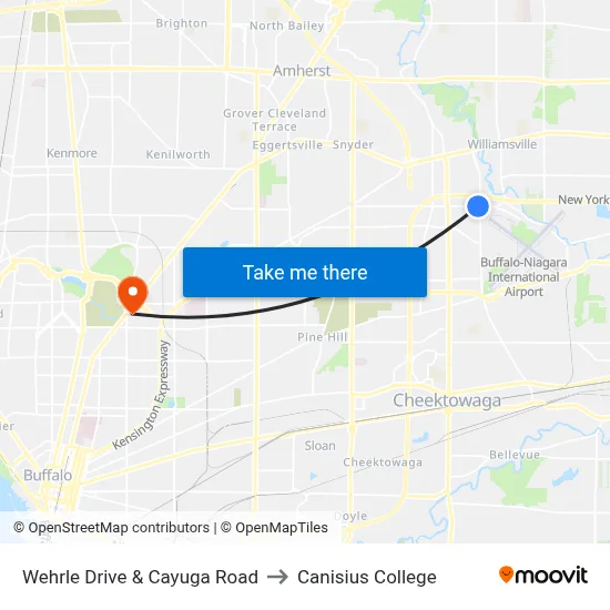 Wehrle Drive & Cayuga Road to Canisius College map
