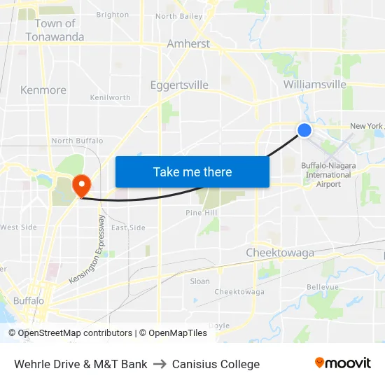 Wehrle Drive & M&T Bank to Canisius College map
